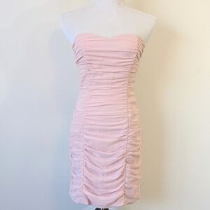 Ruched Pink Mini Dress